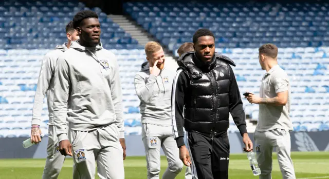 Kilmarnock players at Ibrox