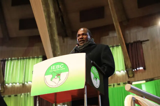 Independent Electoral and Boundaries Commission (IEBC) chairman Wafula Chebukati speaks during the 2022 general elections observer briefing