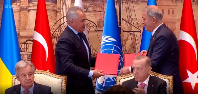 The grain deal being signed in Turkey last month