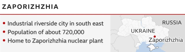 Zaporizhzhia nuclear power plant's location in south-east Ukraine