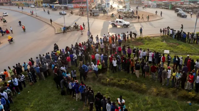 Voter queue in Kisumu, Kenya