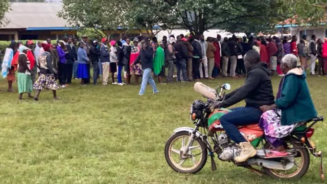 Motorbike riders ferrying voters in Sugoi, Kenya