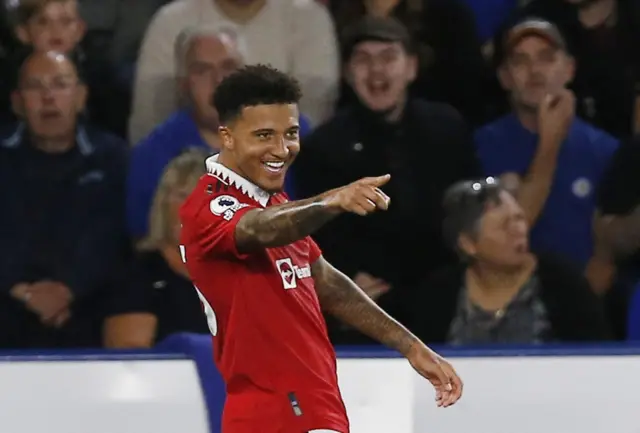 Jadon Sancho celebrates