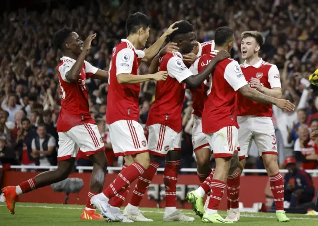 Arsenal players celebrate