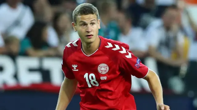 Olivier Abildgaard of Denmark during the UEFA Under 21 Championship Group B match Germany v Danmark at the Friuli Stadium in Udine, Italy on June 17, 2019