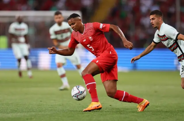 Manuel Akanji playing for Switzerland