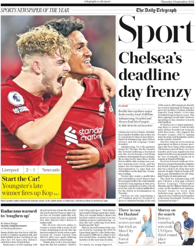 Daily Telegraph on 1 September 2022