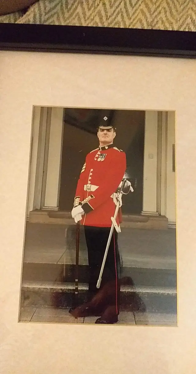 Malcolm Johnson photographed after being appointed Master Tailor for the Irish Guards