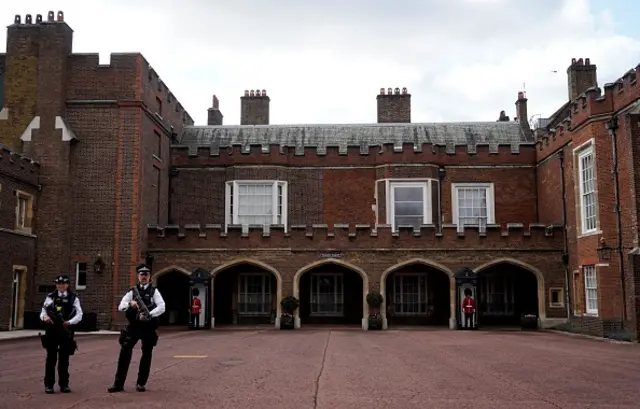 The balcony at St James' Palace, from where the proclamation announcing the King's proclamation will be read