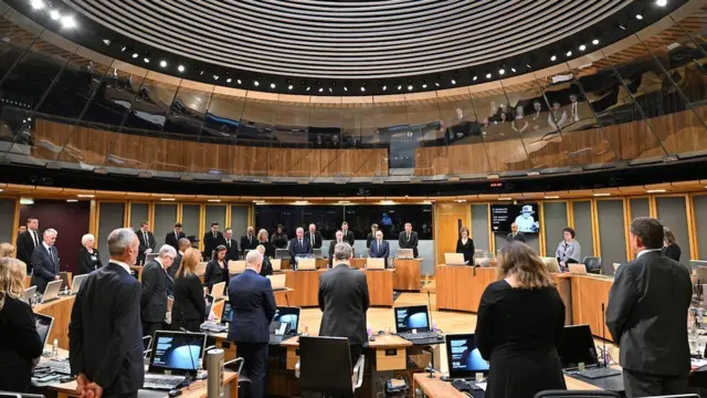 Members of the Senedd take part in a minutes' silence