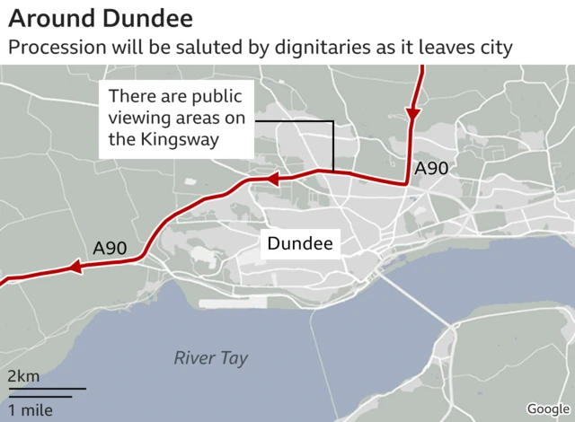 The route of the procession in Dundee