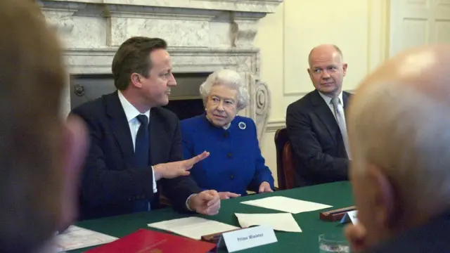 The Queen at David Cameron's cabinet in 2012