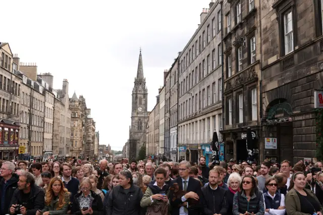 People gather at The Royal Mile