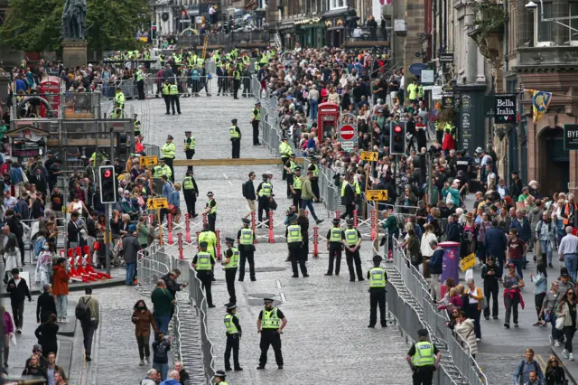 Roads are blocked off in Edinburgh