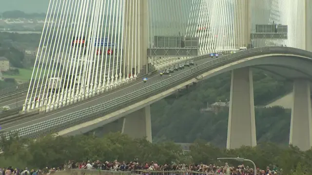 The cortege over Queensferry bridge