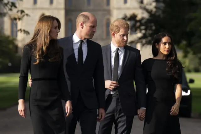 Princes William and Harry, and their wives Kate and Meghan