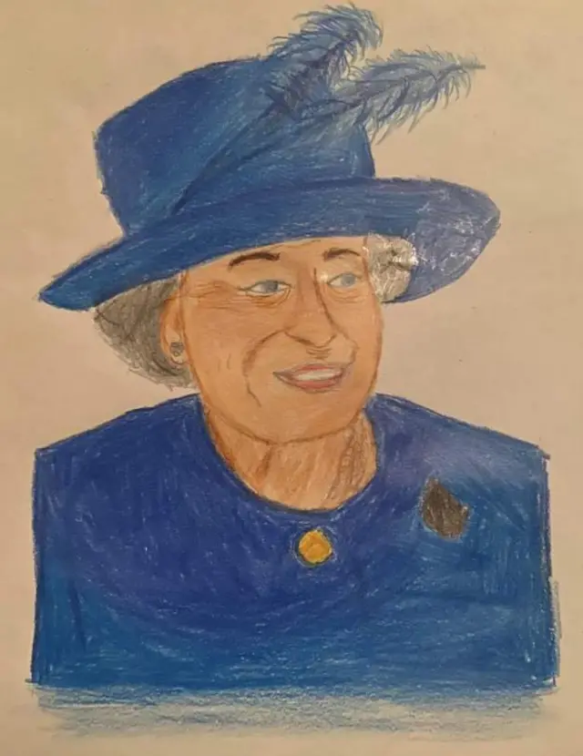 A drawing of the Queen by 10-year-old Ruby Barry from West Yorkshire