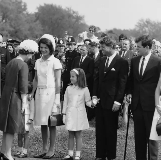 Caroline Kennedy with her mother and uncles during the unveiling of the Runnymede memorial