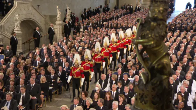 Guards arriving in Westminister Hall