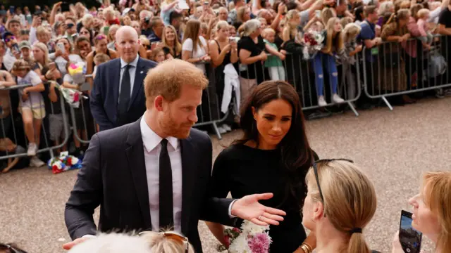 Prince Harry and Meghan meeting members of the public on Saturday