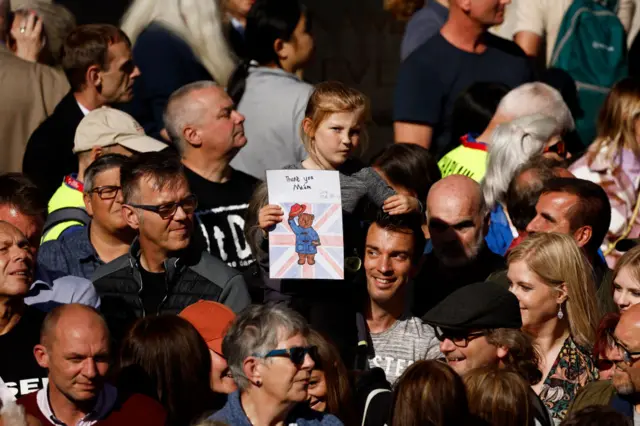 Crowds gather near Mercat Cross