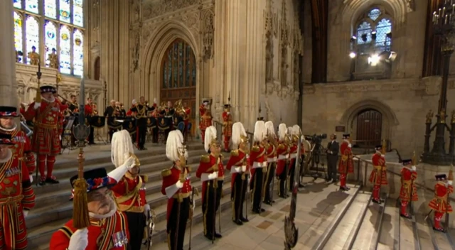 National anthem being played by band in Westminster Hall