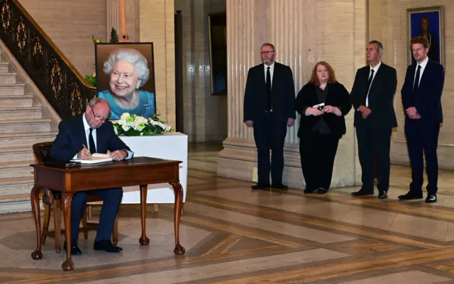 Jim Allister, Naomi Long, Matthew O'Toole, Edwin Poots and Doug Beattie