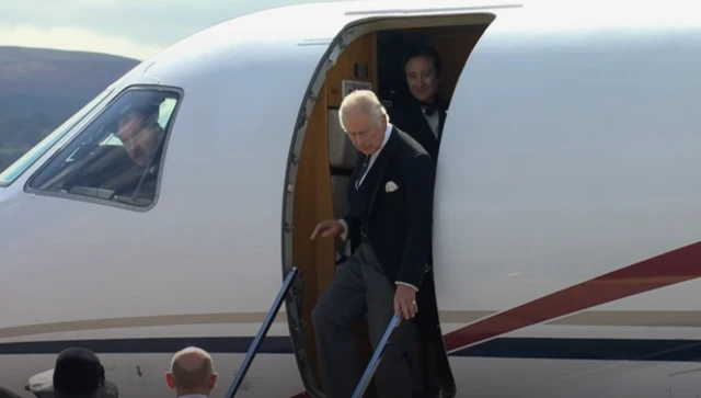 King Charles III arrives at Edinburgh airport