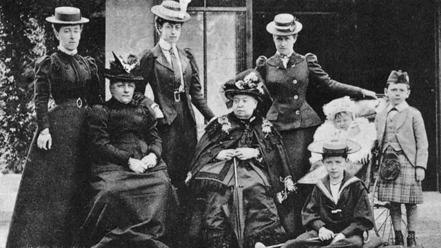 Queen Victoria surrounded by her family at Balmoral Castle in 1900