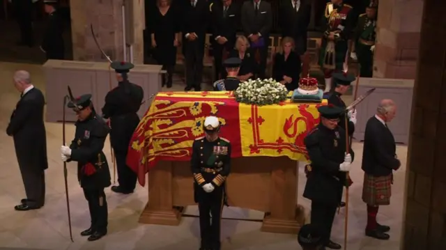 King Charles III and his siblings stand guard around the Queen's coffin