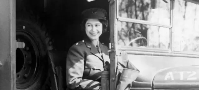 Princess Elizabeth at the wheel of an Army vehicle when she served during the Second World War in the Auxiliary Territorial Service