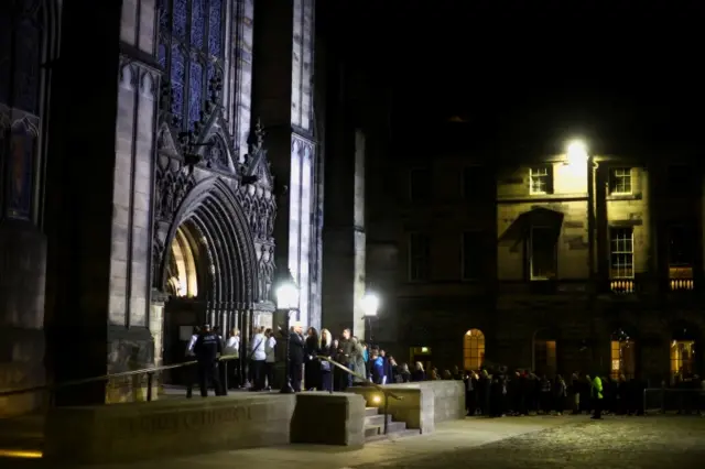 Queues outside St Giles' Cathedral in Edinburgh