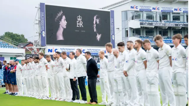 The Yorkshire and Essex honoured Her Majesty The Queen with a minute's silence before play started at Headingley on Monday