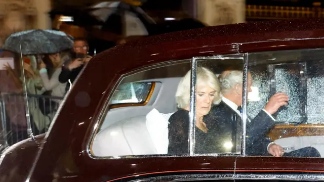 The King and Queen Consort leave Buckingham Palace