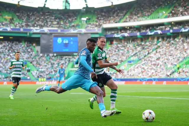 Emerson Royal whips in a cross for Tottenham