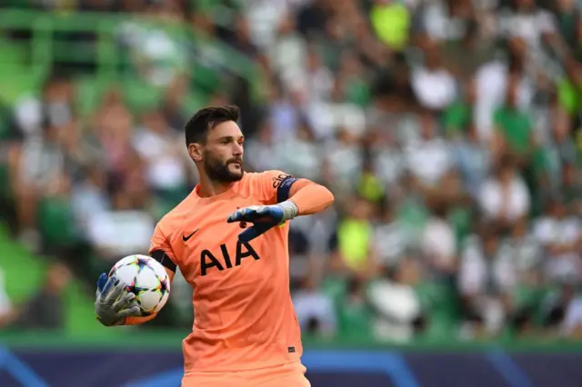 Spurs' Hugo Lloris in action against Sporting