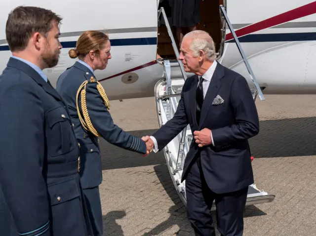 King Charles at RAF Northolt after the Queen's death