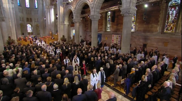 The choir processing out of St Anne's Cathedral in Belfast