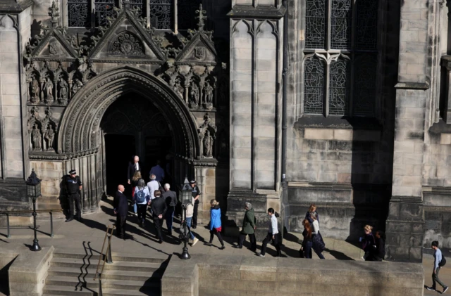 People queue outside St Giles' Cathedral