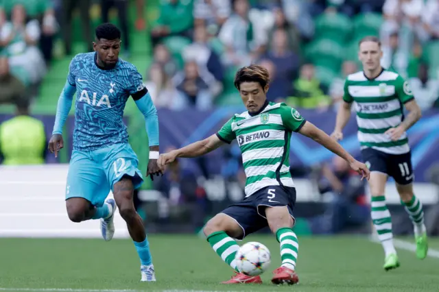 Sporting's Hidemasa Morita in possession against Spurs