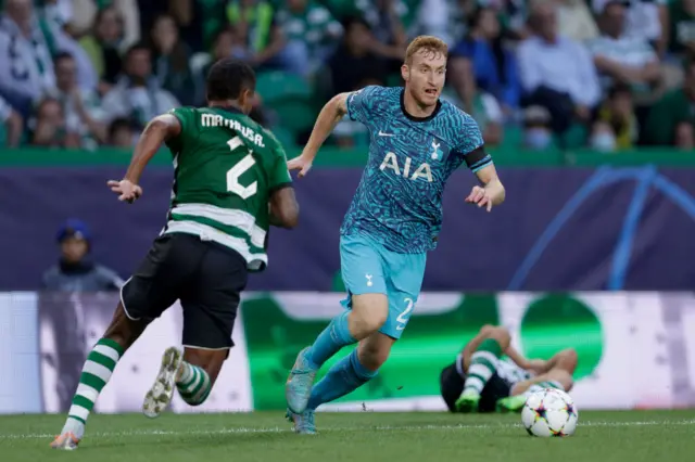 Spurs' Dejan Kulusevski drives forward with the ball