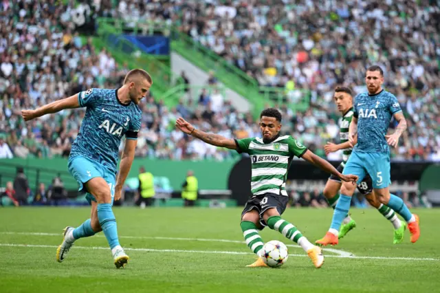 Marcus Edwards fires an effort at goal against Spurs