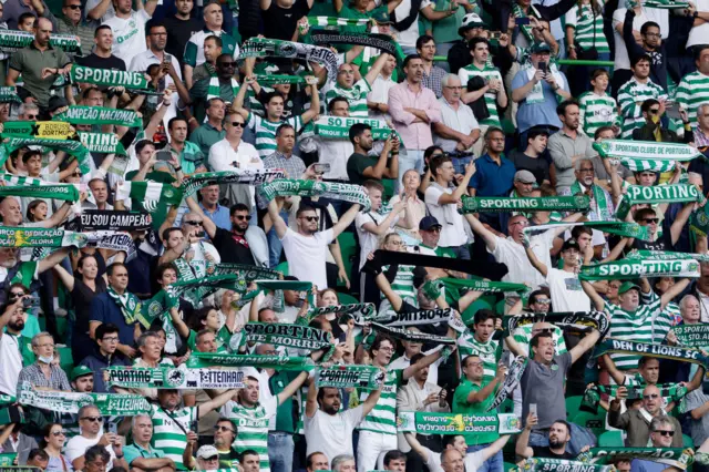 Sporting Lisbon fans ahead of the game against Tottenham