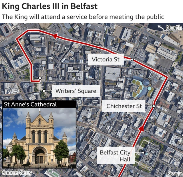 Graphic of the route to St Anne's Cathedral