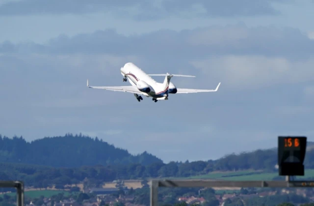 Plane carrying King Charles III and Queen Consort Camilla takes off from Edinburgh Airport