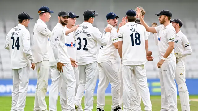 Yorkshire take the wicket of Alastair Cook.