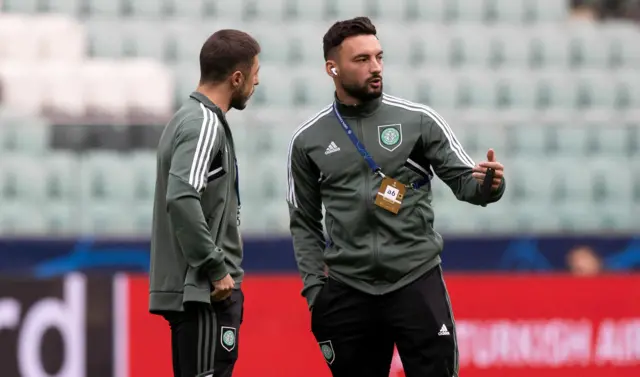 Celtic's Josip Juranovic and Sead Haksabanovic in Warsaw