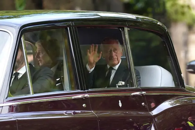 King Charles leaving Clarence House ahead of the ceremonial procession of the coffin of Queen Elizabeth II