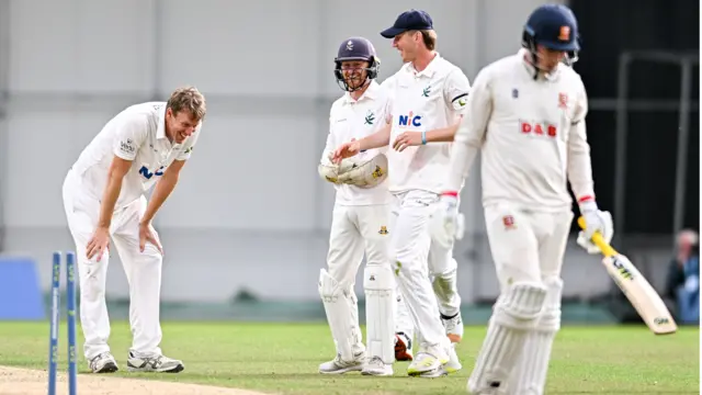 Yorkshire celebrate an Essex wicket.