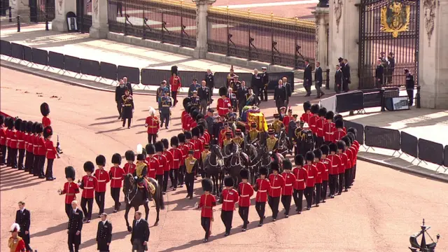 A procession of the coffin of Queen Elizabeth II